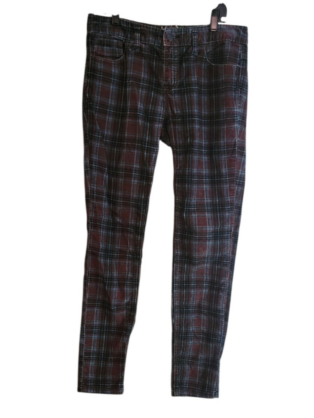 Free People Corduroy Windowpane Burgundy Design Plaid Pants